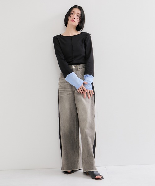 le cercle ADAM ET ROPE'(ルセルクルアダムエロペ)の「配色シアートップス(Tシャツ/カットソー・レディース・グリーン系その他2/ブラック系その他・FREE)」の18枚目の写真
