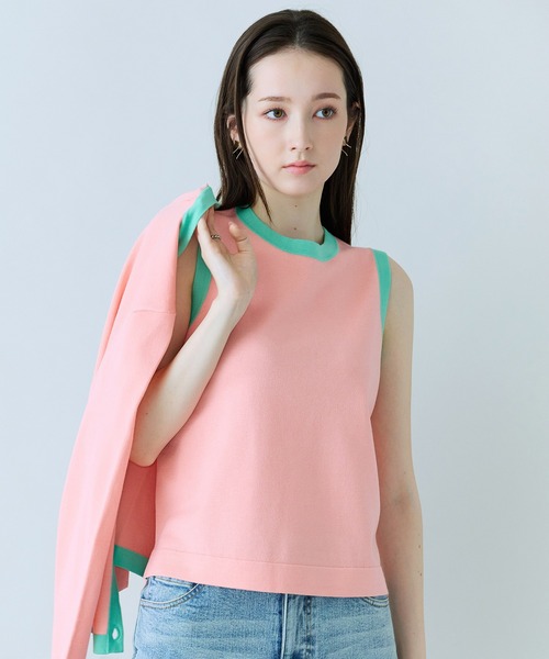 Audie a Muses（オーディアミューズ）の「バイカラーパイピングニットアンサンブル（アンサンブル・レディース・ピンク/オフホワイト/ブラック・42/38）」の20枚目の写真