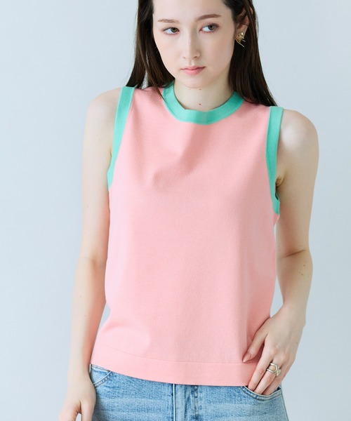 Audie a Muses（オーディアミューズ）の「バイカラーパイピングニットアンサンブル（アンサンブル・レディース・ピンク/オフホワイト/ブラック・42/38）」の19枚目の写真