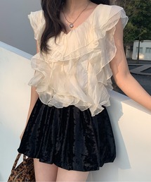 Siel（シエル）の「ノースリーブフリルブラウス（シャツ/ブラウス）」