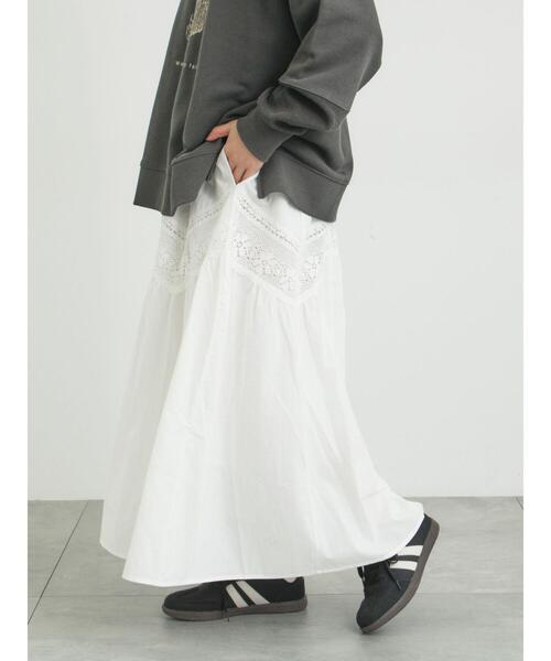 Samansa Mos2(サマンサ モスモス)の「柄アソートティアードレーススカート(スカート・レディース・ミント/オフホワイト/ブラック・F)」の2枚目の写真