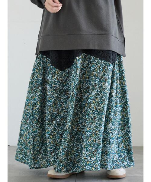 Samansa Mos2(サマンサ モスモス)の「柄アソートティアードレーススカート(スカート・レディース・ミント/オフホワイト/ブラック・F)」の3枚目の写真