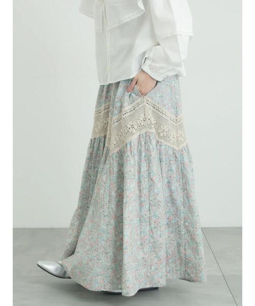 Samansa Mos2（サマンサ モスモス）の「柄アソートティアードレーススカート（スカート・レディース・ミント/オフホワイト/ブラック・F）」の4枚目の写真