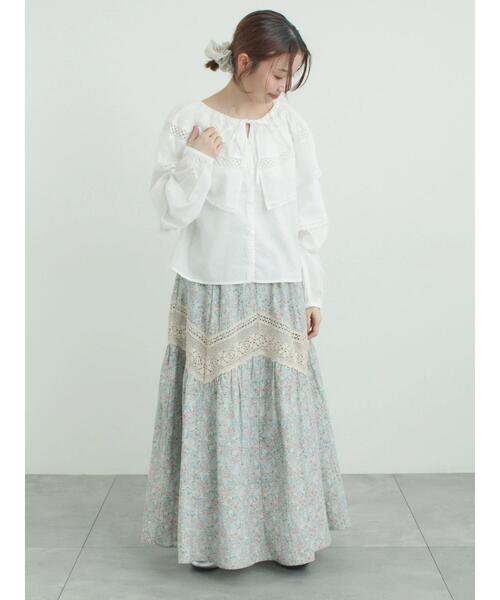 Samansa Mos2（サマンサ モスモス）の「柄アソートティアードレーススカート（スカート・レディース・ミント/オフホワイト/ブラック・F）」の5枚目の写真