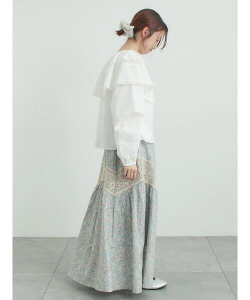 Samansa Mos2（サマンサ モスモス）の「柄アソートティアードレーススカート（スカート・レディース・ミント/オフホワイト/ブラック・F）」の7枚目の写真