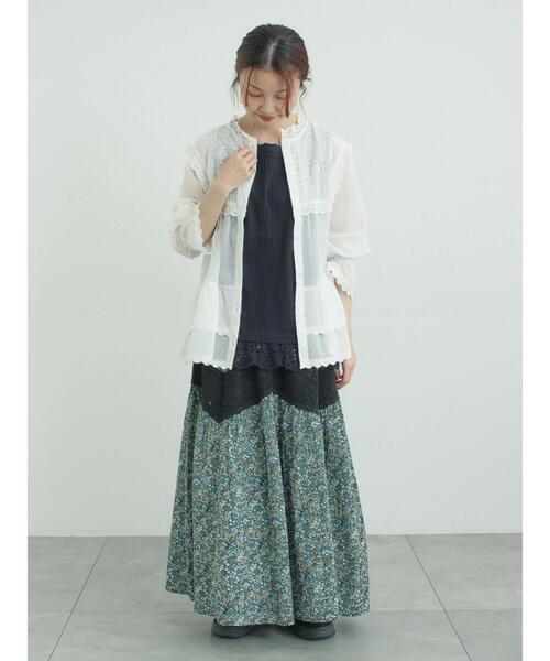 Samansa Mos2（サマンサ モスモス）の「柄アソートティアードレーススカート（スカート・レディース・ミント/オフホワイト/ブラック・F）」の9枚目の写真