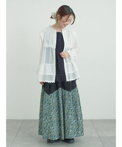 Samansa Mos2（サマンサ モスモス）の「柄アソートティアードレーススカート（スカート・レディース・ミント/オフホワイト/ブラック・F）」の10枚目の写真