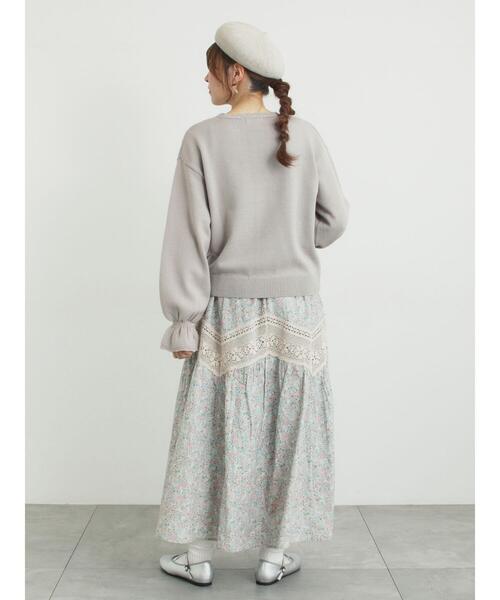 Samansa Mos2(サマンサ モスモス)の「柄アソートティアードレーススカート(スカート・レディース・ミント/オフホワイト/ブラック・F)」の5枚目の写真