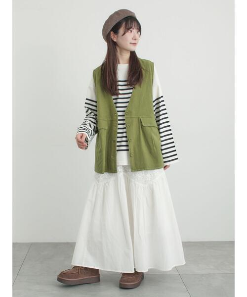 Samansa Mos2(サマンサ モスモス)の「柄アソートティアードレーススカート(スカート・レディース・ミント/オフホワイト/ブラック・F)」の7枚目の写真