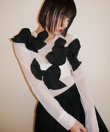 HONEY MI HONEY（ハニーミーハニー）の「taffeta ribbon sheer tops（Tシャツ/カットソー）」