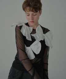 taffeta ribbon sheer tops