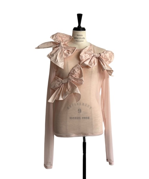 HONEY MI HONEY(ハニーミーハニー)の「taffeta ribbon sheer tops(Tシャツ/カットソー・レディース・ブラック/ピンク/ホワイト・FREE)」の18枚目の写真