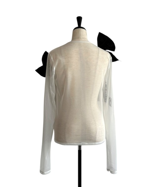 HONEY MI HONEY(ハニーミーハニー)の「taffeta ribbon sheer tops(Tシャツ/カットソー・レディース・ブラック/ピンク/ホワイト・FREE)」の20枚目の写真