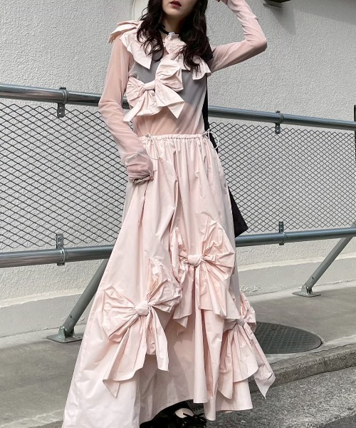 HONEY MI HONEY(ハニーミーハニー)の「taffeta ribbon sheer tops(Tシャツ/カットソー・レディース・ブラック/ピンク/ホワイト・FREE)」の15枚目の写真