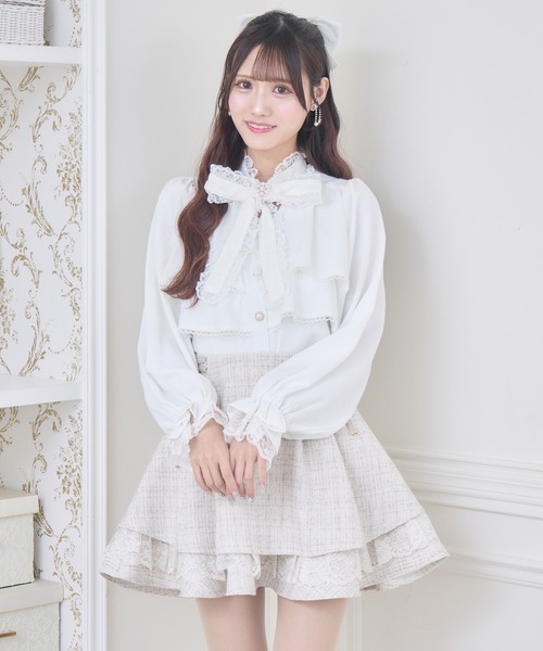 couture BY ROJITA(クチュールバイロジータ)の「2段ティアードブラウス(シャツ/ブラウス・レディース・ホワイト/ブラック/ピンク・FREE)」の6枚目の写真