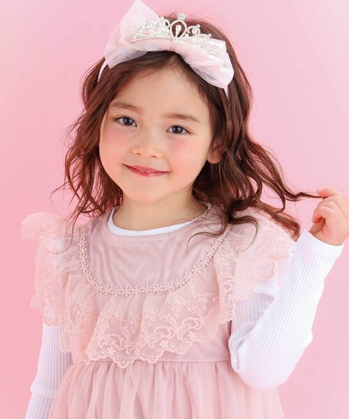 SLAP SLIP（スラップスリップ）の「【スラプリ】チュール刺しゅうジャンパースカート(90~130cm)（ワンピース・キッズ・ブルー/ピンク・100cm/90cm/110cm/120cm/130cm）」の4枚目の写真