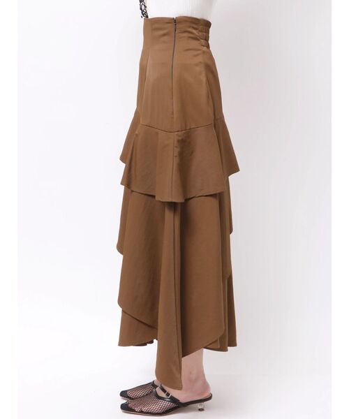 LAGUNAMOON（ラグナムーン）の「フレアティアードスカート（スカート・レディース・アイボリー/ブラウン・MEDIUM/SMALL）」の10枚目の写真