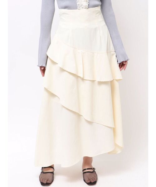 LAGUNAMOON（ラグナムーン）の「フレアティアードスカート（スカート・レディース・アイボリー/ブラウン・MEDIUM/SMALL）」の18枚目の写真