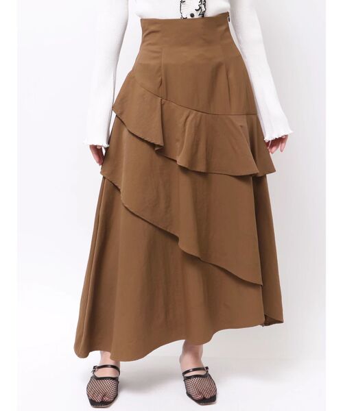 LAGUNAMOON（ラグナムーン）の「フレアティアードスカート（スカート・レディース・アイボリー/ブラウン・MEDIUM/SMALL）」の19枚目の写真