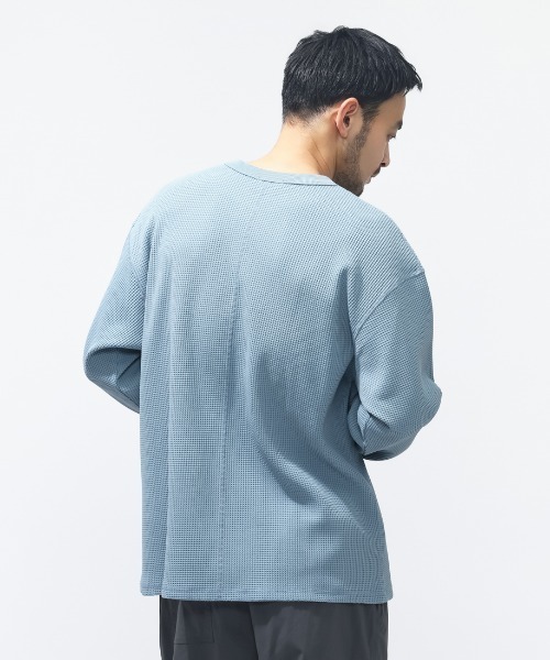 TIGORA(ティゴラ)の「ティゴラ TIGORA ワッフルロングTシャツ(Tシャツ/カットソー・メンズ・サックスブルー・S/M/L/LL/3L)」の3枚目の写真