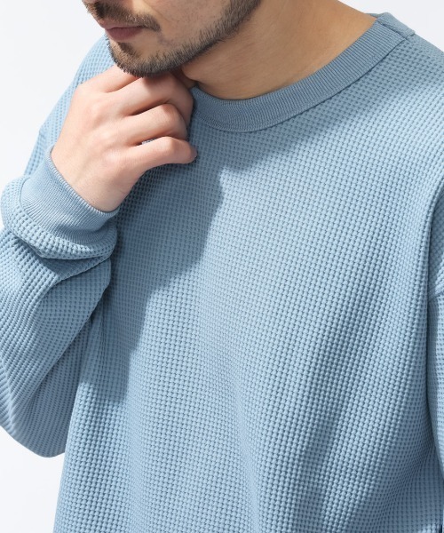 TIGORA(ティゴラ)の「ティゴラ TIGORA ワッフルロングTシャツ(Tシャツ/カットソー・メンズ・サックスブルー・S/M/L/LL/3L)」の6枚目の写真