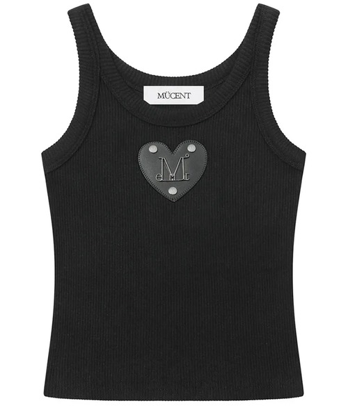 MUCENT(ムセント)の「◇MUCENT◇ブランド直輸入正規品/ディオン メタル ロゴ ハート パッチ ノースリーブ DYON METAL LOGO HEART PATCH SLEEVELESS(タンクトップ・レディース・ブラック/ホワイト・FREE)」の5枚目の写真