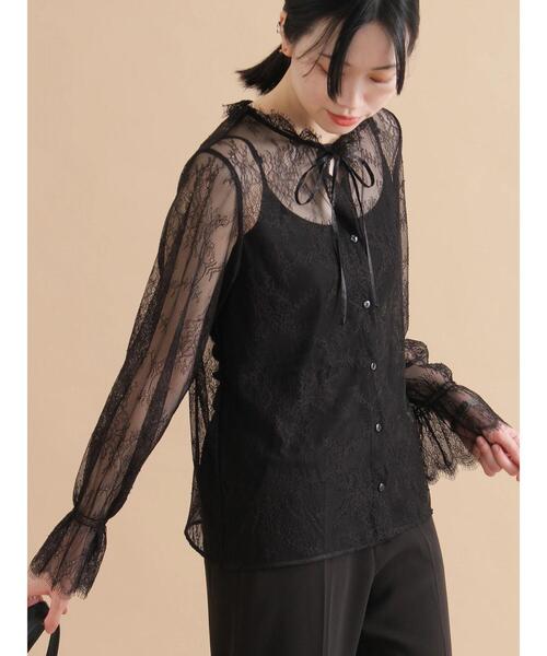 sm2rhythm（サマンサモスモスリズム）の「レースボウタイブラウス（シャツ/ブラウス・レディース・ブラック/オフホワイト・F）」の3枚目の写真