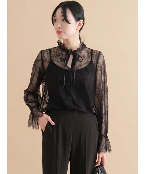 sm2rhythm（サマンサモスモスリズム）の「レースボウタイブラウス（シャツ/ブラウス・レディース・ブラック/オフホワイト・F）」の4枚目の写真