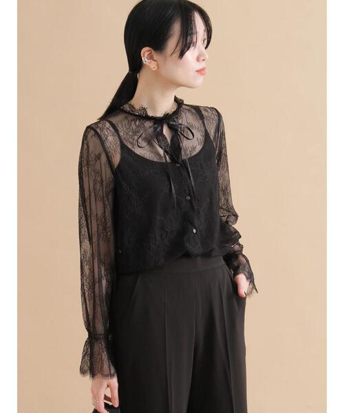 sm2rhythm（サマンサモスモスリズム）の「レースボウタイブラウス（シャツ/ブラウス・レディース・ブラック/オフホワイト・F）」の5枚目の写真