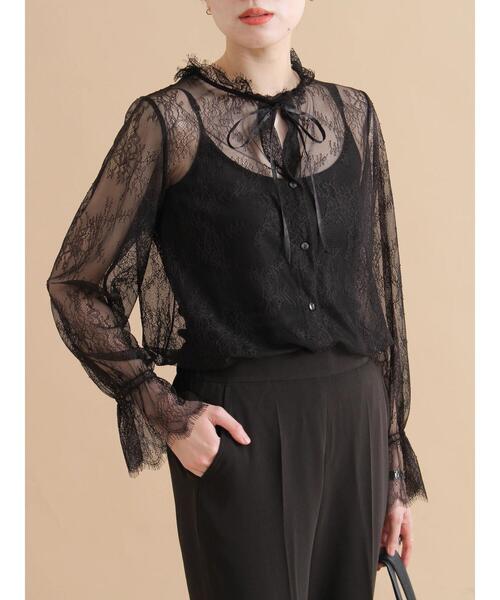 sm2rhythm（サマンサモスモスリズム）の「レースボウタイブラウス（シャツ/ブラウス・レディース・ブラック/オフホワイト・F）」の6枚目の写真