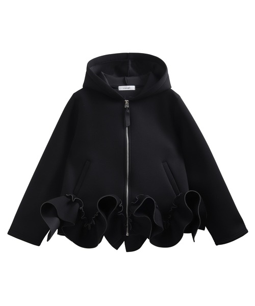 MERAKI（メラキ）の「ボンディングギャザーフレアパーカー（パーカー・レディース・ブラック/ベージュ・FREE）」の2枚目の写真