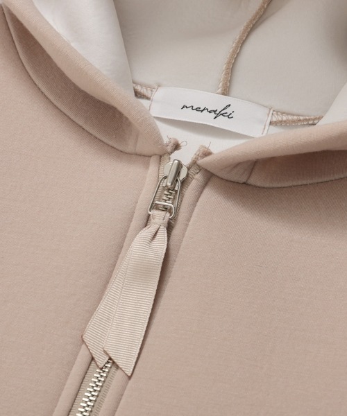 MERAKI（メラキ）の「ボンディングギャザーフレアパーカー（パーカー・レディース・ブラック/ベージュ・FREE）」の3枚目の写真