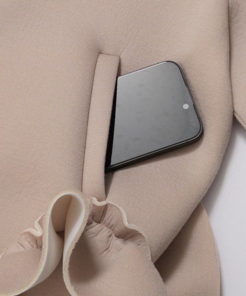 MERAKI（メラキ）の「ボンディングギャザーフレアパーカー（パーカー・レディース・ブラック/ベージュ・FREE）」の5枚目の写真