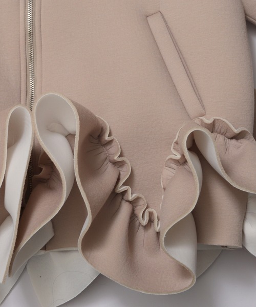 MERAKI（メラキ）の「ボンディングギャザーフレアパーカー（パーカー・レディース・ブラック/ベージュ・FREE）」の6枚目の写真