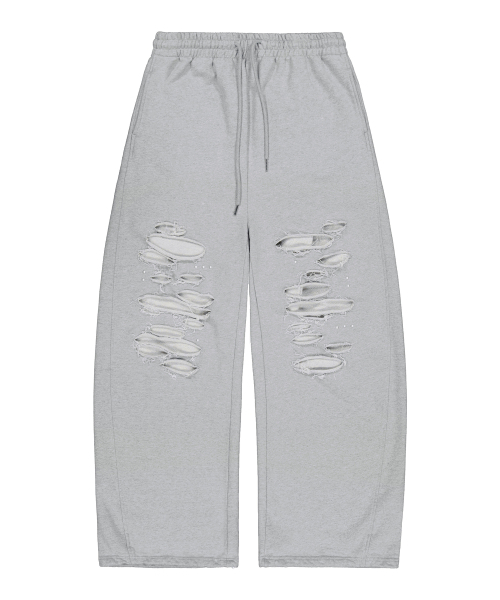 ROCKCAKE(ロックケーキ)の「Cross Hotfix Damage Jogger - Gray(スウェットパンツ・レディース・その他・SMALL/X-SMALL)」の2枚目の写真