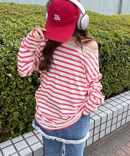 WC(ダブル シー)の「レースパイピングオフショルビッグT(Tシャツ/カットソー・レディース・アイボリー/グレー・FREE)」の2枚目の写真
