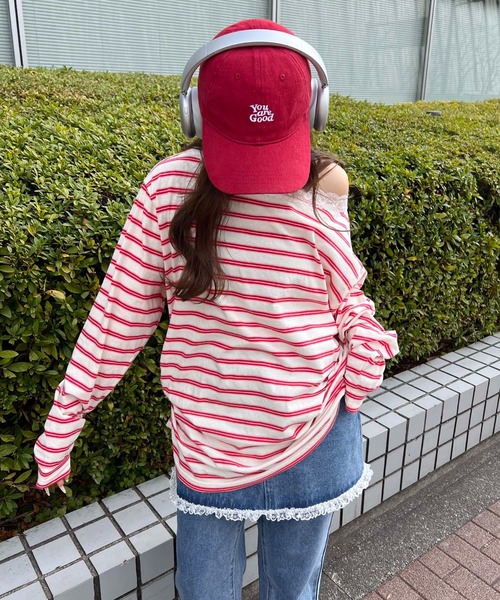 WC(ダブル シー)の「レースパイピングオフショルビッグT(Tシャツ/カットソー・レディース・アイボリー/グレー・FREE)」の7枚目の写真