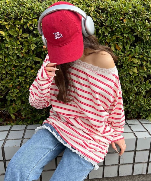 WC(ダブル シー)の「レースパイピングオフショルビッグT(Tシャツ/カットソー・レディース・アイボリー/グレー・FREE)」の10枚目の写真