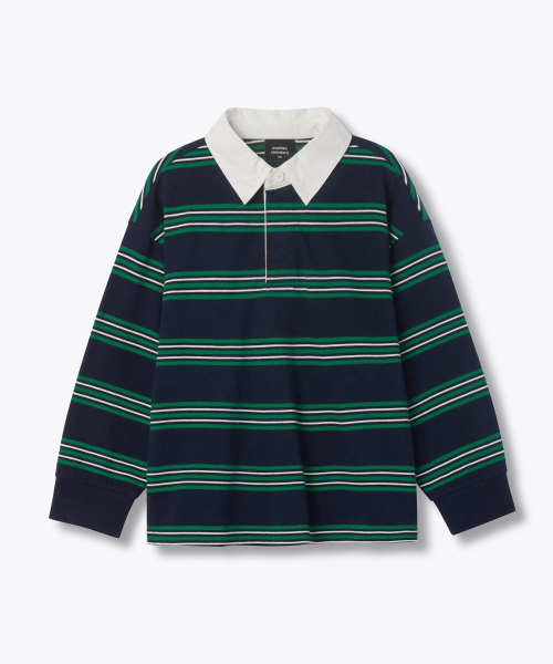 MUSINSA STANDARD KIDS（ムシンサスタンダードキッズ）の「マルチストライプラグビーシャツ1 [ネイビー]（Tシャツ/カットソー・レディース・その他・100/110/120/130/140/150/160）」の2枚目の写真