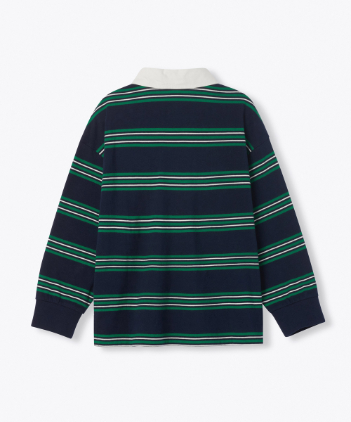 MUSINSA STANDARD KIDS（ムシンサスタンダードキッズ）の「マルチストライプラグビーシャツ1 [ネイビー]（Tシャツ/カットソー・レディース・その他・100/110/120/130/140/150/160）」の3枚目の写真