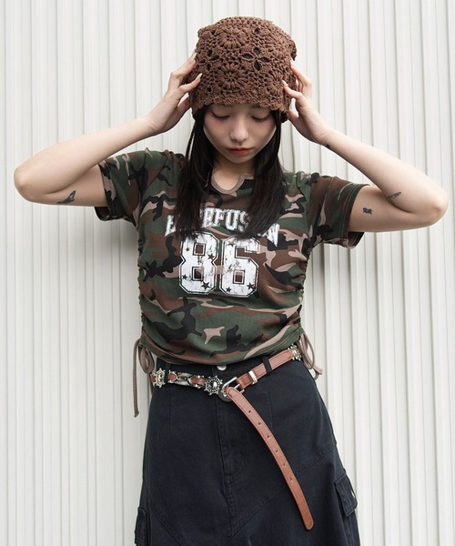WEGO/【26年春新作】キーネックサイドレースアップちびT(Tシャツ WEGO/【26年春新作】キーネックサイドレースアップちびT(Tシャツ