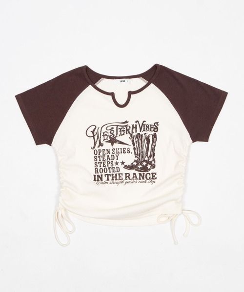 WEGO/【26年春新作】キーネックサイドレースアップちびT（Tシャツ