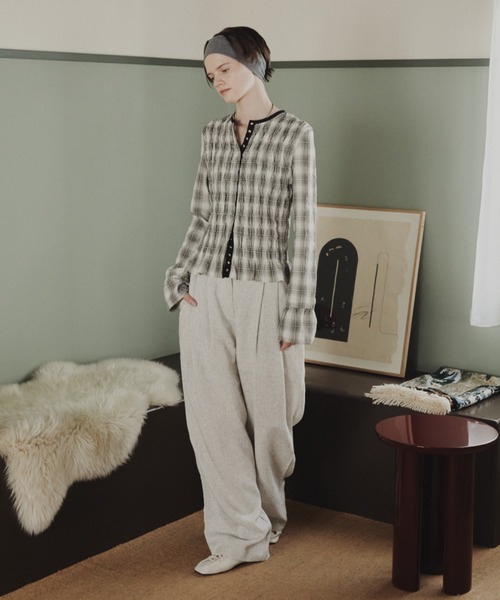 Aunt Marie's（アントマリーズ）の「シャーリングチェックトップス（シャツ/ブラウス・レディース・ネイビー/アイボリー・FREE）」の14枚目の写真