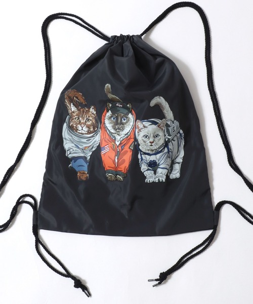 セール】Cat Print Knapsack/猫 アニマル プリント ナップサック