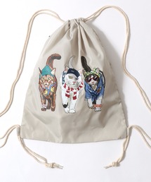 Cat Print Knapsack/猫 アニマル プリント ナップサック メンズ レディース