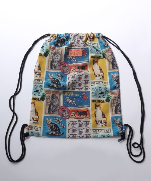 SITRY(シトリー)の「Cat Print Knapsack/猫 アニマル プリント ナップサック メンズ レディース(バックパック/リュック・レディース・カラフル/チャコール/アイボリー・FREE)」の10枚目の写真