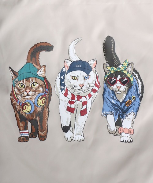 SITRY(シトリー)の「Cat Print Knapsack/猫 アニマル プリント ナップサック メンズ レディース(バックパック/リュック・レディース・カラフル/チャコール/アイボリー・FREE)」の8枚目の写真
