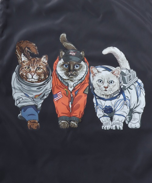 SITRY(シトリー)の「Cat Print Knapsack/猫 アニマル プリント ナップサック メンズ レディース(バックパック/リュック・レディース・カラフル/チャコール/アイボリー・FREE)」の7枚目の写真