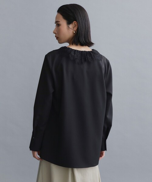 OPAQUE.CLIP(オペークドットクリップ)の「【es】ヒゲレースVネックブラウス【洗濯機OK】(シャツ/ブラウス・レディース・ブラック/ベージュ・36/38/40)」の3枚目の写真