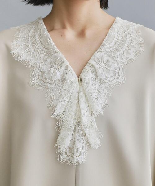 OPAQUE.CLIP(オペークドットクリップ)の「【es】ヒゲレースVネックブラウス【洗濯機OK】(シャツ/ブラウス・レディース・ブラック/ベージュ・36/38/40)」の14枚目の写真